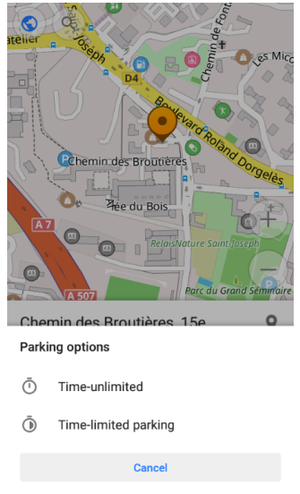 Parkposition in Android setzen