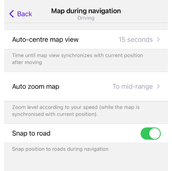 Kartenbildschirm während der Navigation