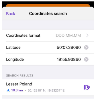 Koordinatensuche iOS