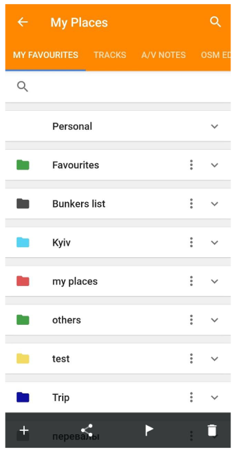 Favoriten Menü Android