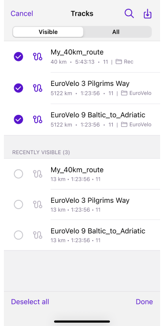 Tracks in der Karte konfigurieren iOS