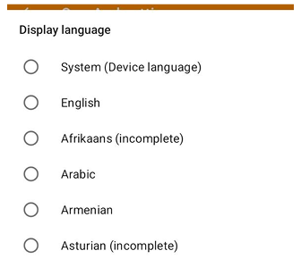 Allgemeine Einstellungen Sprache Android