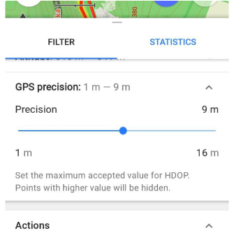 GPS-Filter Präzision Zahlen Android