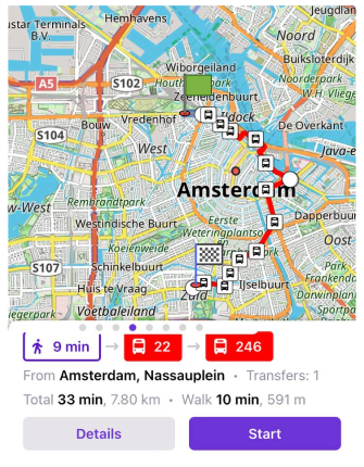 Navigation öffentliche Verkehrsmittel Details iOS