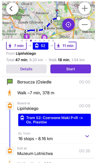 Navigation öffentliche Verkehrsmittel iOS