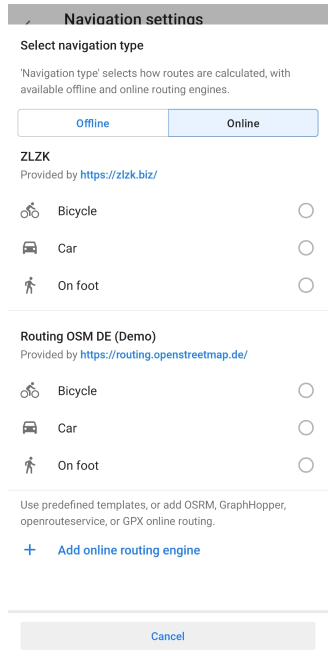 Online-Routing Android