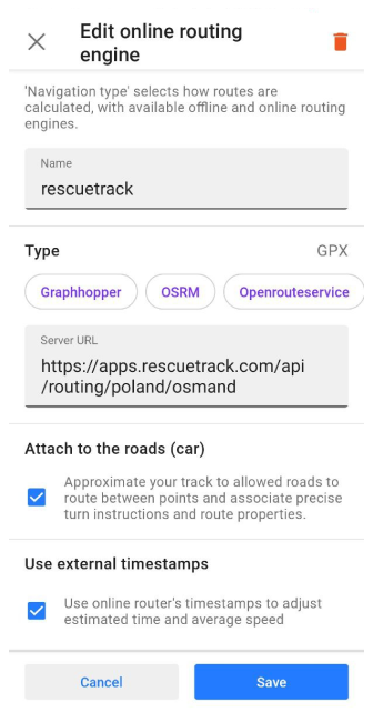 Benutzerdefiniertes GPX-Routing Android 1