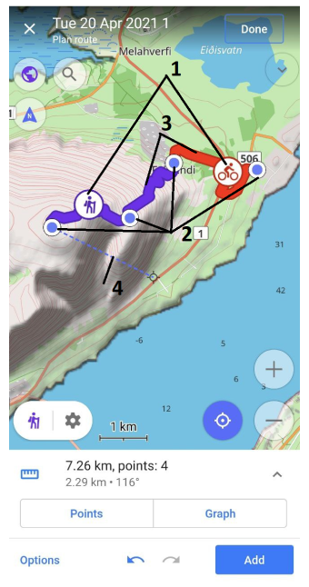 Route planen Android-Routenlinie
