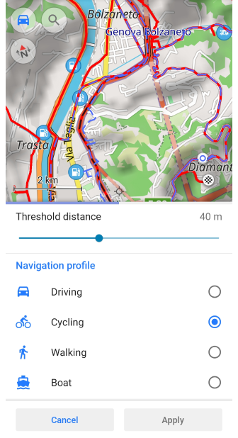 Route planen an Straßen anpassen iOS