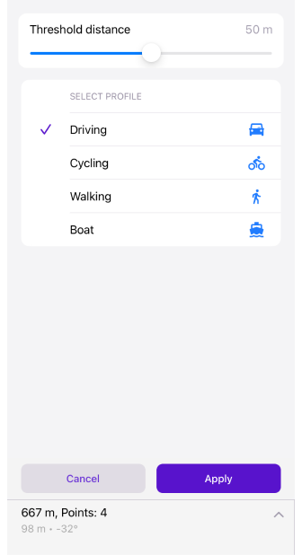 Route planen an Straßen anpassen iOS