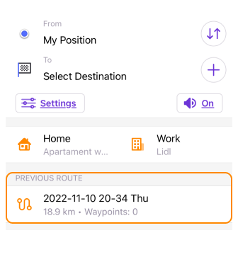 Vorherige Route iOS