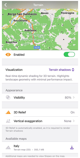 Geländeschatten iOS
