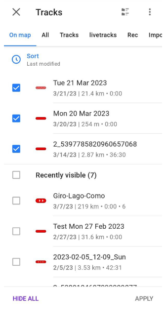 Tracks in der Karte konfigurieren Android