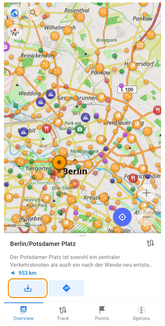 Reiseführer Punkte Menü