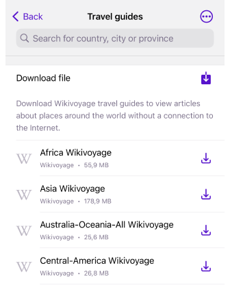 Kartenmenü iOS