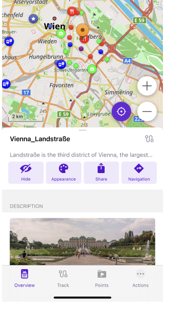 Kartenmenü iOS