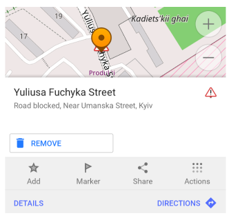 Ignorer la route évitée Android