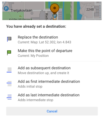 Itinéraires multiples Android
