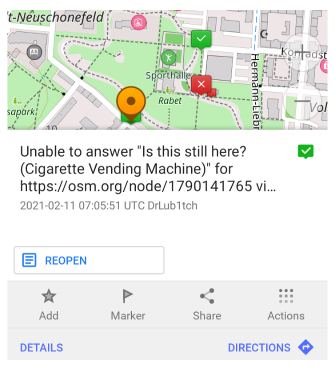 Rouvrir une note OSM Android