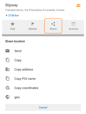 Action Partager Android