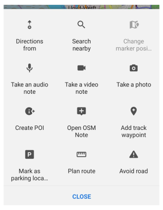 Menu Actions supplémentaires Android