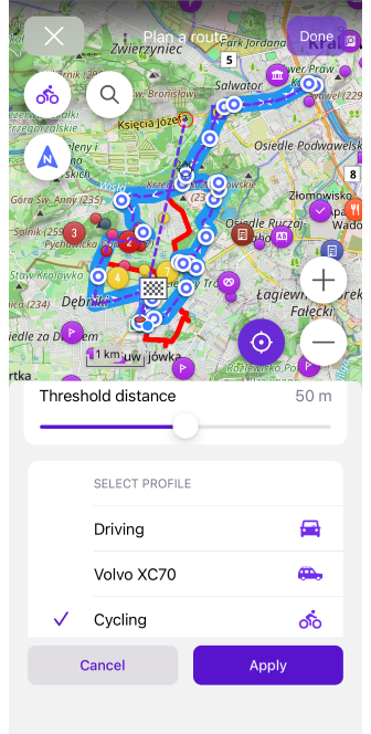 Attacher aux routes 1 ios