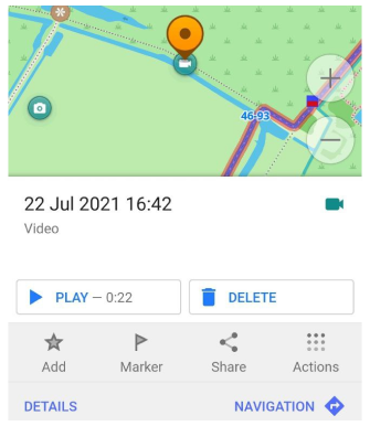 Menu contextuel Mes lieux du plugin audio vidéo