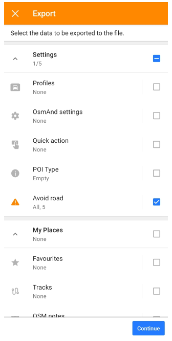 Exporter la liste des routes à éviter sur la carte Android 1