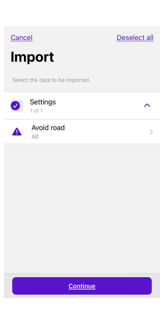 Importer la liste des routes à éviter sur la carte iOS