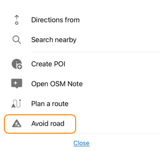 Éviter la route sur la carte iOS
