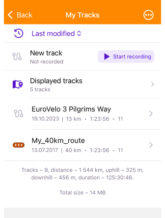 Mes lieux avec des traces dans iOS