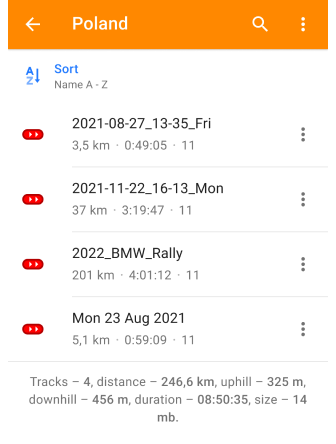 Mes lieux avec des traces dans Android