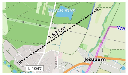Distance entre deux points aléatoires sur la carte