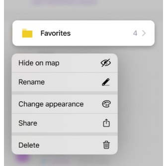 Menu Favoris iOS