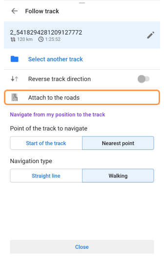 Écran de navigation par trace Android