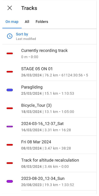 Sélectionner la trace à naviguer Android 2