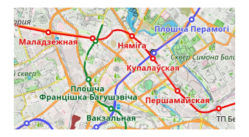 Métro sur la carte