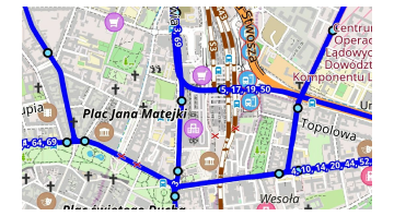Tramway sur la carte