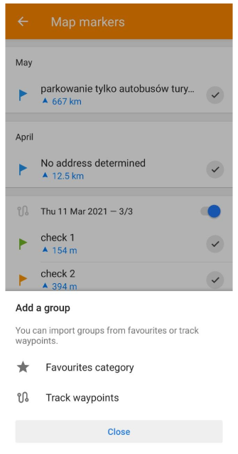 Groupes de marqueurs de carte Android