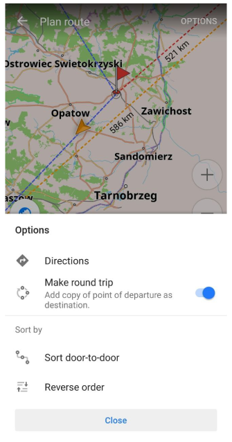 Options de planification d&#39;itinéraire des marqueurs de carte Android