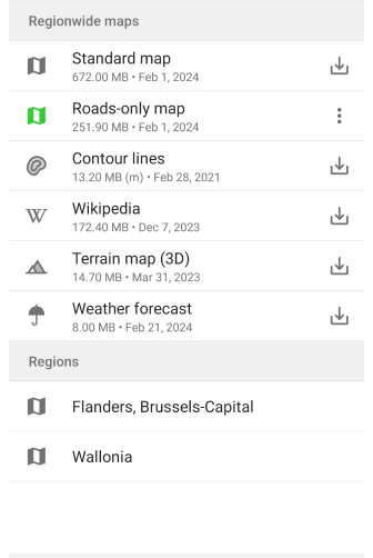 Cartes régionales Android