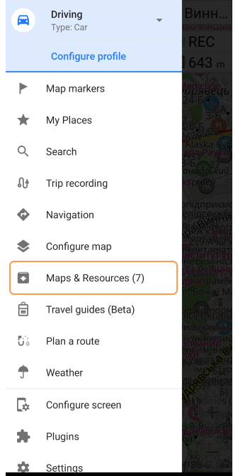 Menu Cartes Android