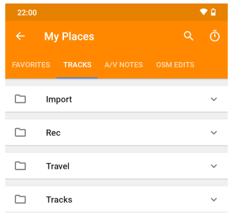 Menu Mes Lieux Android