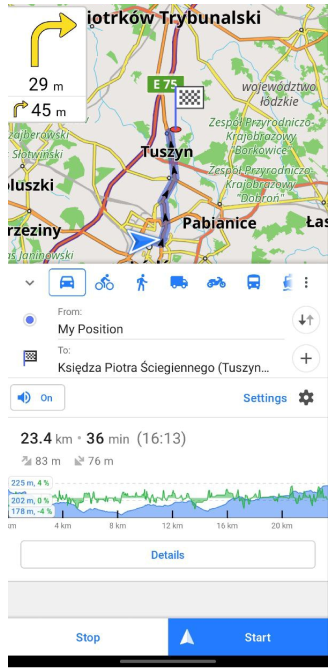Écran de navigation Android 3