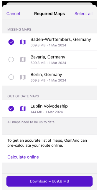 Message pas de cartes lors de la construction de la navigation iOS