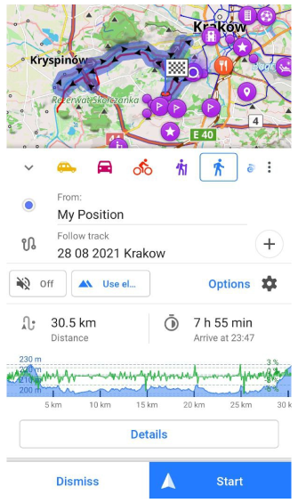 Écran de navigation par trace Android