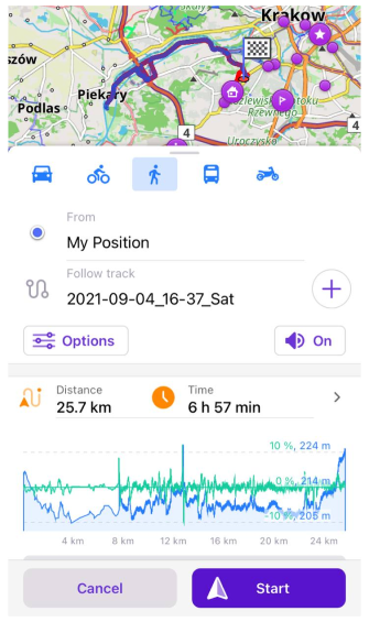 Écran de navigation par trace iOS