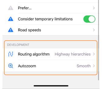 Paramètres de navigation iOS