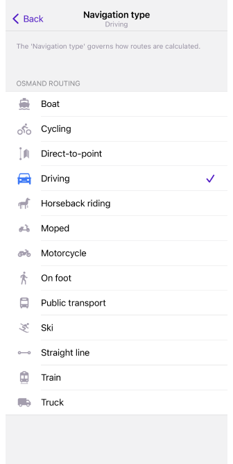 Paramètres de navigation iOS