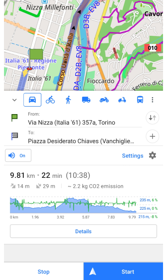 Écran de navigation démarrage Android